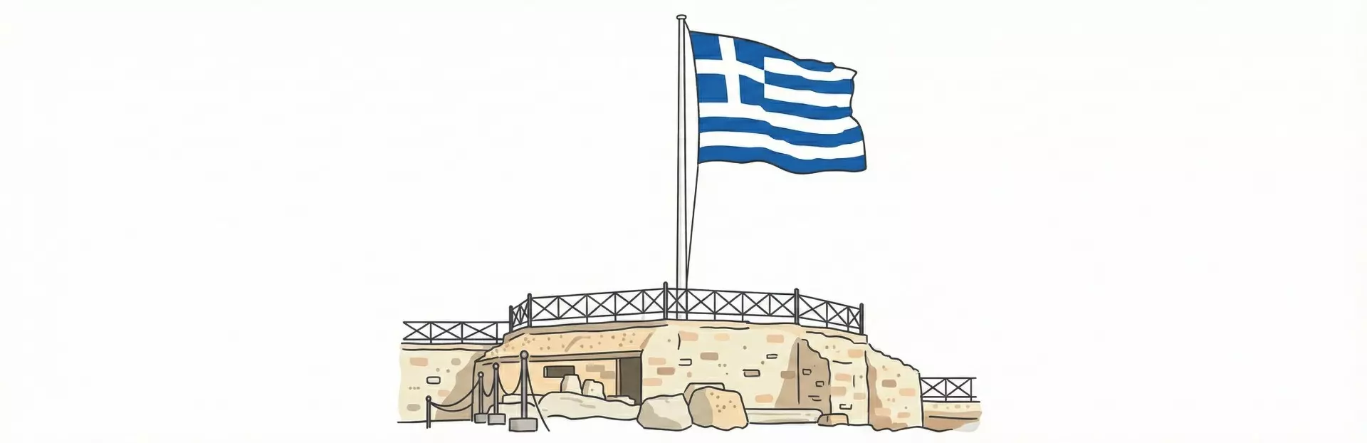 The Greek Flag of Athens Acropolis