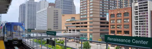 Detroit Downtown on The People Mover 