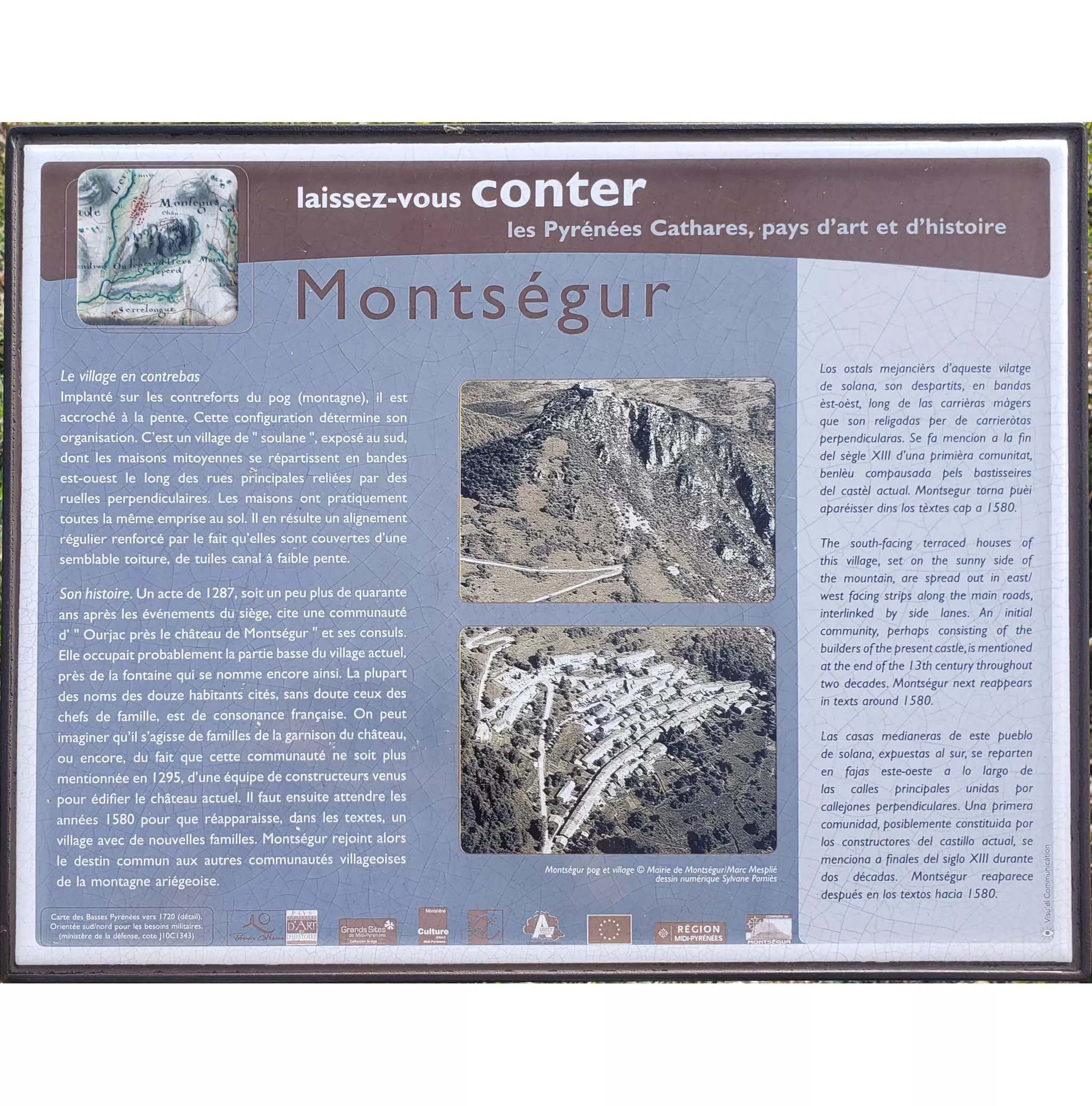 Panel 3 (New Village of Montségur) - Christmas 1243 & Talking Terms »  Ariège self-guided audio tour app » VoiceMap